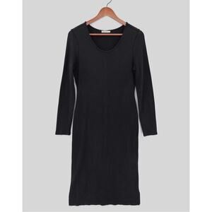 Marine Layer Lexi Rib Midi Dress Women XL Black Knit Bodycon ‎ Minimalist